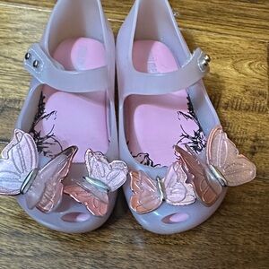Kids Mini Melissa  Pink Butterfly Shoes
